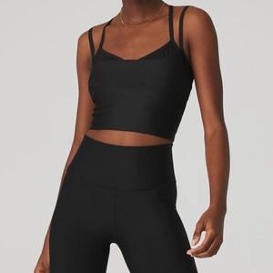 Alo Yoga Airlift Double Check Bra Tank Black Size Large